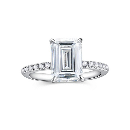 Athena - 3.5ct Emerald Cut Moissanite Engagement Ring