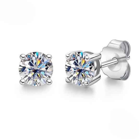 Daphné - Boucles d'oreilles à tige moissanite plaqué or blanc 18 carats