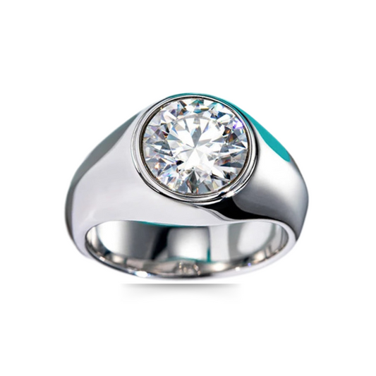 Enzo - Bague de fiançailles moissanite 4ct pour hommes, réglage de lunette