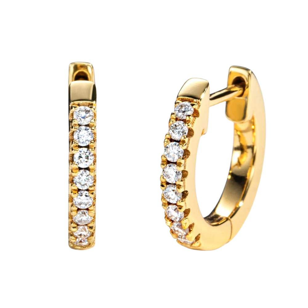18k Gold-Plated Inlaid Moissanite Huggie Earrings main image 1