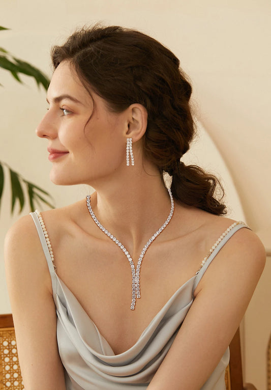 Valerie - Collana tennis con nappe in moissanite