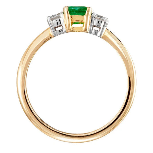 SOFIA - Princess Cut Lab Grown Emerald and Moissanite Ring