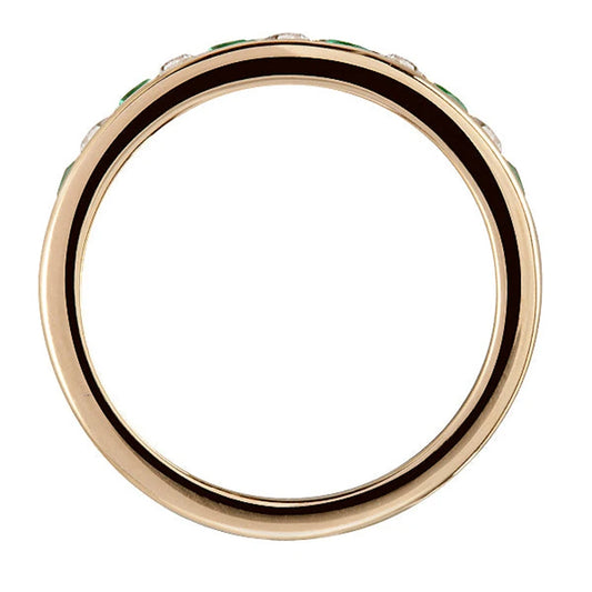 Eternity - Round Cut Lab Grown Emerald and Moissanite Wedding Band