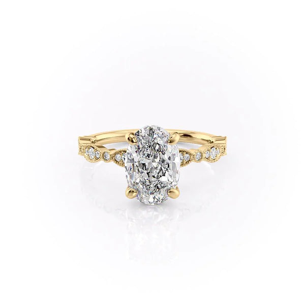 ARIAH - Oval Cut MOISSANITE Diamond Engagement Ring Vintage Style