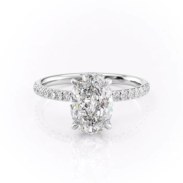 ARIANNA - Oval Cut MOISSANITE Diamond Engagement Ring Hidden Halo