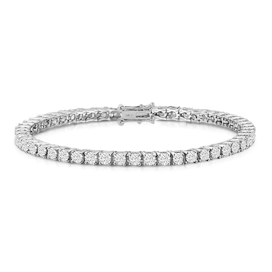 Aria - 4 Prong Luce Diamond Tennis Bracelet in 18k White Gold Vermeil