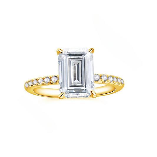 Athena - 3.5ct Emerald Cut Moissanite Engagement Ring