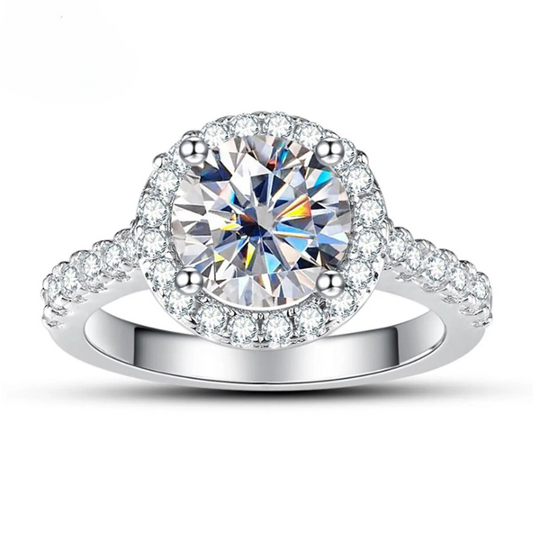 Fleur - Bague de fiançailles halo moissanite 2ct