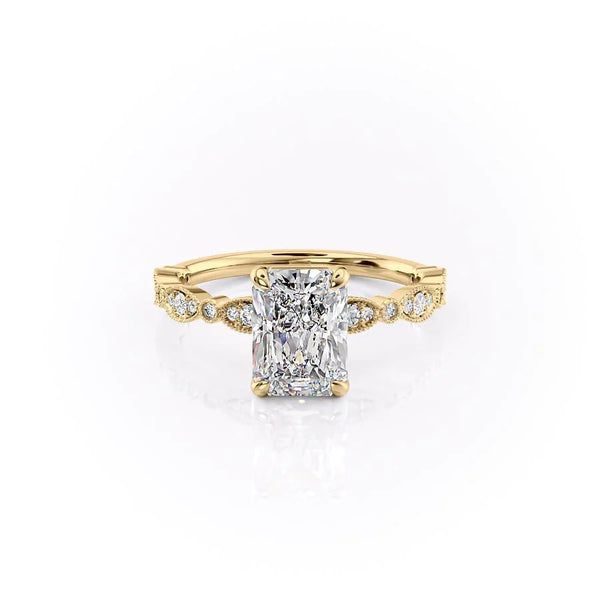 GIULIANA - Radiant Cut MOISSANITE Diamond Engagement Ring Vintage Style