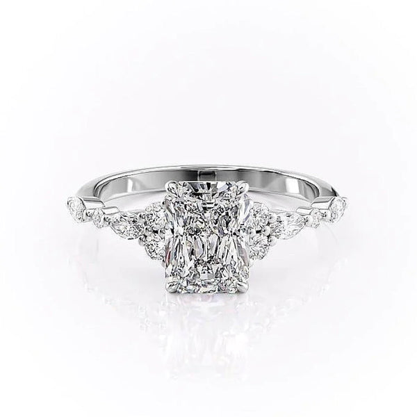 NADIA- Radiant Cut MOISSANITE Diamond Shoulder Set Ring Vintage Design