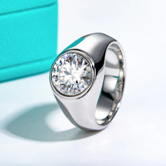 Enzo - 4ct Men's Moissanite Engagement Ring Bezel Setting