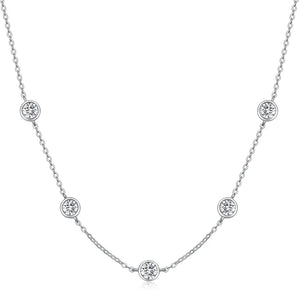 Camelia - 5 Stones Bubble Moissanite Necklace 18k Gold Plated