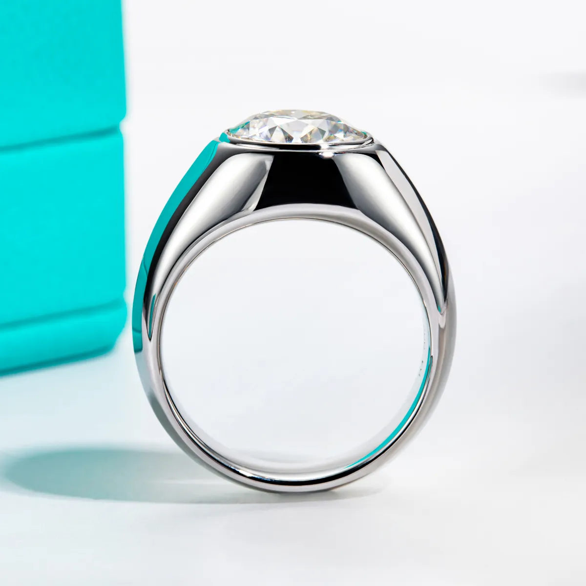 Enzo - 4ct Men's Moissanite Engagement Ring Bezel Setting