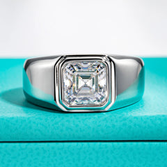 Eliot - 3ct Asscher Cut Moissanite Men Engagement Ring