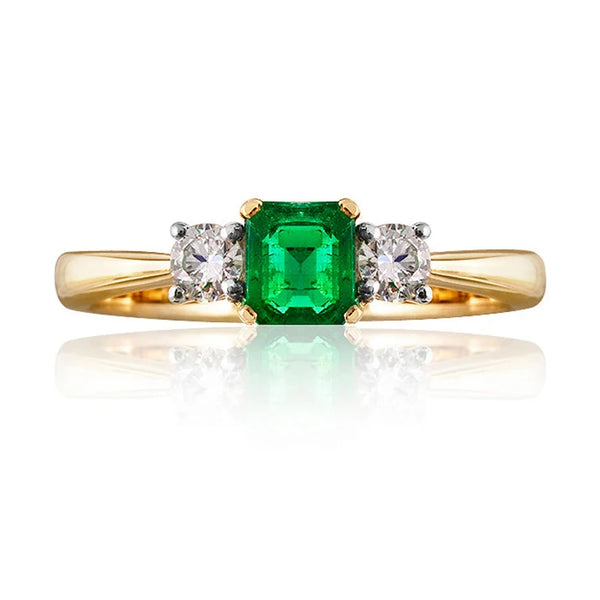 SOFIA - Princess Cut Lab Grown Emerald and Moissanite Ring