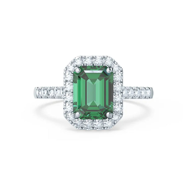 CLEO - Lab Grown Emerald Ring Engagement With Moissanite Halo Ring
