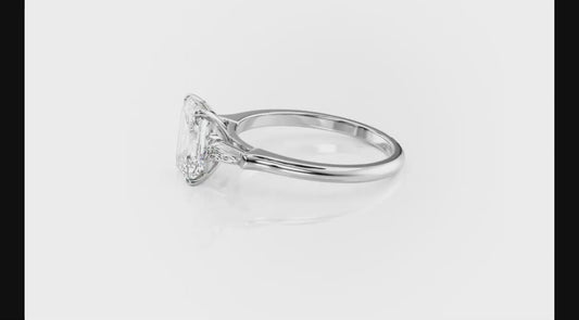 ANGELIQUE- Emerald Cut MOISSANITE Diamond Engagement Ring